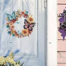 Orange Diamond Paintings Brambly Cottage 5D DIY Colourful Floral Butterfly Wreath Diamond Painting Kit 28cm H x 25cm W x 3cm D