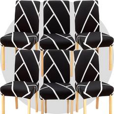 Black Loose Chair Covers Ebern Designs Set of 6 Stretch Removable Washable Spandex Dining Covers 20cm H x 20cm W x 20cm D Loose Chair Cover White, Black