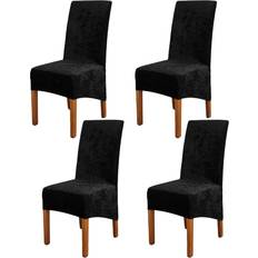Black Loose Chair Covers Canora Grey Crushed Velvet Stretch Covers for Dining Loose Chair Cover Black