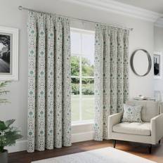 Curtains & Accessories Enhanced Living Luxury Floral Jacquard Thermal Blackout Pinch Pleat Curtain Panel Pair 168 W x 183 D cm Blue