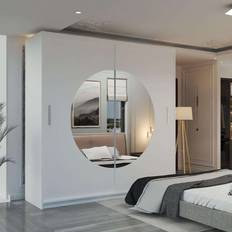 Latitude Run Neon Sliding Mirror Door 217 x 203 x 62 cm Wardrobe