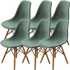 Black Loose Chair Covers Ebern Designs Set of 6 Mid-Century Modern Style Shell Dining Covers Loose Chair Cover Black, Green
