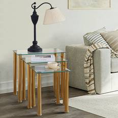 Metro Lane Glass Nest Of Tables Set Of 3 Nesting Table