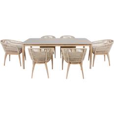 Moeven 6 Seater Rectangular Garden Table & Chairs - Grey