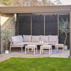 Beige Outdoor Lounge Sets Pacific Lifestyle Aruba Corner Seating with Adjustable Table - Beige Outdoor Lounge Set
