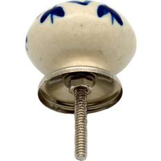 Nicola Spring Round Ceramic Cabinet Knobs Navy Flower Dark Blue 4 cm