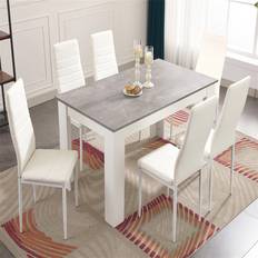 Dining Sets on sale Latitude Run Table 6 Chair 140 x 80 cm Dining Set