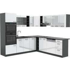 Cuisines Équipées Vicco Eckküche R-Line - Weiß Hochglanz/Anthrazit