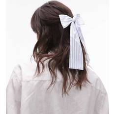 & Other Stories Bow Hair Clip in Blue and White Coastal Stripe