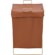 Gold Laundry Baskets & Hampers Latitude Run Collapsible PU Leather Laundry Hamper with Metal Frame Gold 55cm H x 33cm W x 25cm D