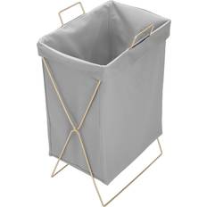 Gold Laundry Baskets & Hampers Latitude Run Collapsible PU Leather Laundry Hamper with Metal Frame Gold 55cm H x 33cm W x 25cm D