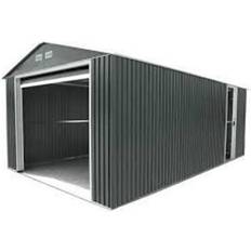Grey Garage Bedford Sheds Metal Shiplap Steep Slope Garage 12 ft W x 32 ft D Grey (Building Area )