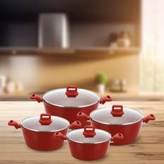 Sq Professional Piece Non-Stick Aluminum Red Cookware Set