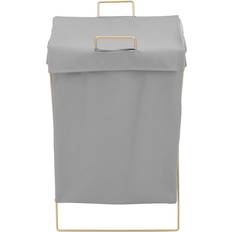 Gold Laundry Baskets & Hampers Latitude Run Collapsible PU Leather Laundry Hamper with Metal Frame Gold 55cm H x 33cm W x 25cm D