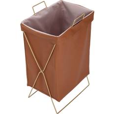 Gold Laundry Baskets & Hampers Latitude Run Collapsible PU Leather Laundry Hamper with Metal Frame Gold 55cm H x 33cm W x 25cm D