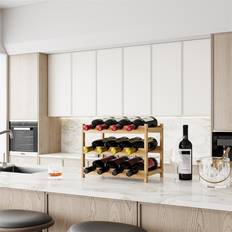 Yellow Wine Racks Belfry Kitchen Bamboo 12 Bottle Storage Rack 32cm H x 40cm W x 22cm D Wine Rack