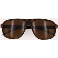 Sunglasses PrettyLittleThing Tort Slim Aviator Sunglasses - Brown