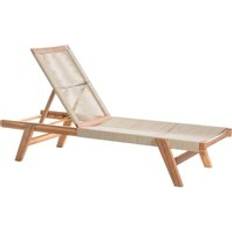 Beliani Solsängar Utemöbler Beliani Outdoor Garden Patio Poolside Lounger Sunbed Reclining Acacia Wood Rope Beige Prossedi
