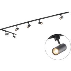 QAZQA Spotlights QAZQA Modern Railsysteem Met 6 Spots Zwart 1-Fase 300 cm Spotlight