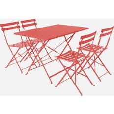 Set da Bistrot Sweeek Folding Metal Garden 110x70cm With 4 - Terracotta Bistro Set, 1 Table incl. 2 Chairs