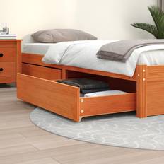 Frame Beds vidaXL Drawers 2 Pcs Wax Brown Solid Wood Pine Frame Bed
