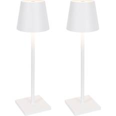 QAZQA Set med 2 Utomhusbordslampor vita inkl LED och Laddningsbar Dimmer Bordslampa 2st
