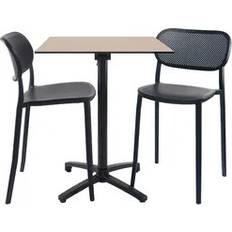 Patio Dining Sets Beiger Klappbarer Tisch Höhe 90 cm + 2 Hochstühle für die Terrasse Essgruppe