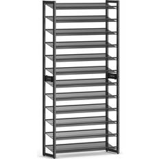 Rebrilliant Adjustable Flat or Angled Black Shoe Rack 36.4x87.8" 2pcs