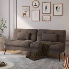 George Oliver Leilane Convertible Futon Brown Sofa 68.5" 2 Seater