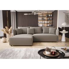 Fun-Möbel Ecksofa Schlafsofa EVORA Stoff Poso Hellbraun Ottomane Links Sofa 245cm 4 Seater