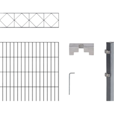 Gråa Stängsel kit Alberts Doppelstabmattenzaun 16 m Höhe 140 cm Anthrazit