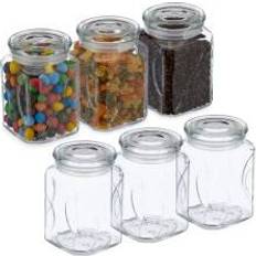 B2X Sæt Med 6 Opbevaringsglas Med Låg 750 ml Køkkenbeholder 6stk 0.75L