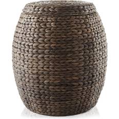 Baskets Casafield Round Hyacinth Storage with Lid Basket 17.5" 17.5"