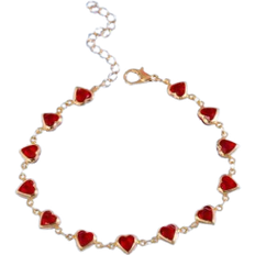 Shein 1pc Fashionable Bracelet With Heart Shape Red Rhinestone Decoration