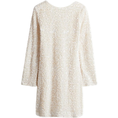 H&M Paillettenkleid Mit Tiefem Rückenausschnitt - Weiß