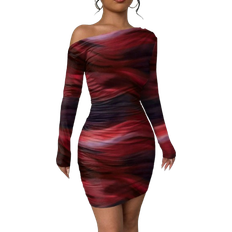 Shein Fitted Tie Dye Print Long Sleeve Dress - Oblique