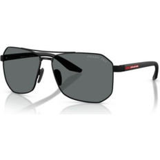 Prada Brun - Unisex Solglasögon Prada Linea Rossa PS A53S Polarized Solglasögon Metall - Svart Grå