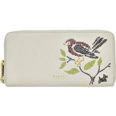 Radley Leather Embroidery Bird Large Zip Around Matinee - Grey