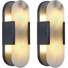 The Home Depot 2-Light 4.6 in Black Alabaster Sconce Wall Light 2pcs