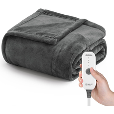 Sunbeam Dark Shadow 50-in x 60-in Polyester Heated Blanket Blankets Gray