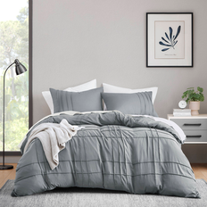 Blue Grey Solid Queen Microfiber