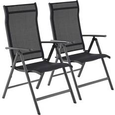 Set of 2 Folding Garden Chairs 120 kg Black