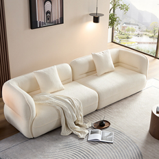 Wool Sofas Mondawe 110.23-in Modern White Wool MO-MT0S021 Sofa