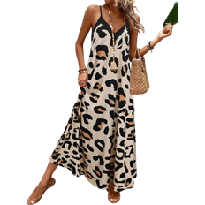 Shein Womens Summer Leopard Print Maxi Casual Loose Cami Dress