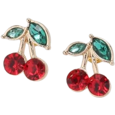 Shein Rhinestone Cherry Stud Earrings