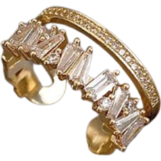 Förlovningsringar Shein 1pc Dainty Double Layered Irregular Opening Ring Inlaid With Cubic Zirconia