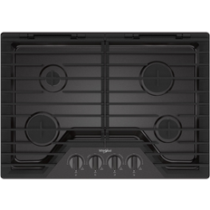 Built in Cooktops Whirlpool 30 Inch 4 Burners Black Stainless Steel Gas Cooktop WCGK5030PV