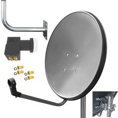 60 cm HD Sat Anlage Digital Quad LNB Wandhalter 45 cm 4K 4 Teilnehmer Antenne