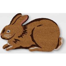 Tufted Entrance Mats Threshold Easter Bunny Tufted Outdoor Coir Doormat 1'6" x 2'6" Brown