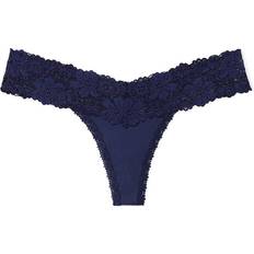 PINK Wink Lace-Trim Thong Panty - Midnight Navy
